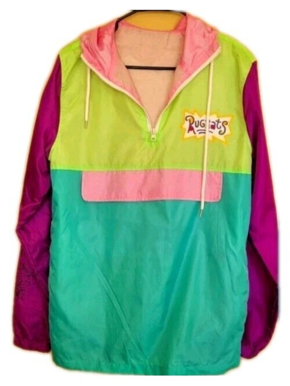 Vintage Rugrats Windbreaker Jacket 90s Colorblock Reptar Chuckie Unisex Size S